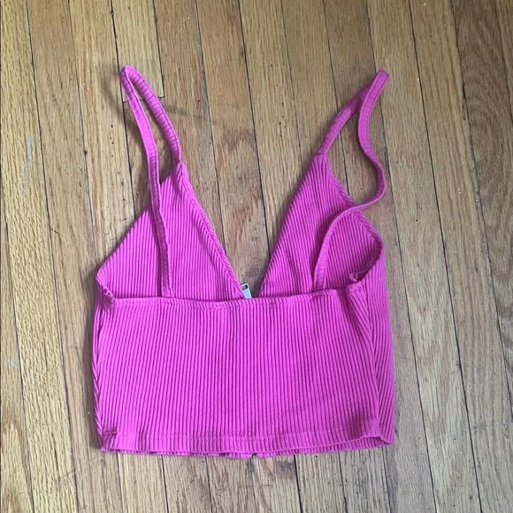 Zara Fuchsia Ribbed Zip Crop Tank - Picture 3 of 3